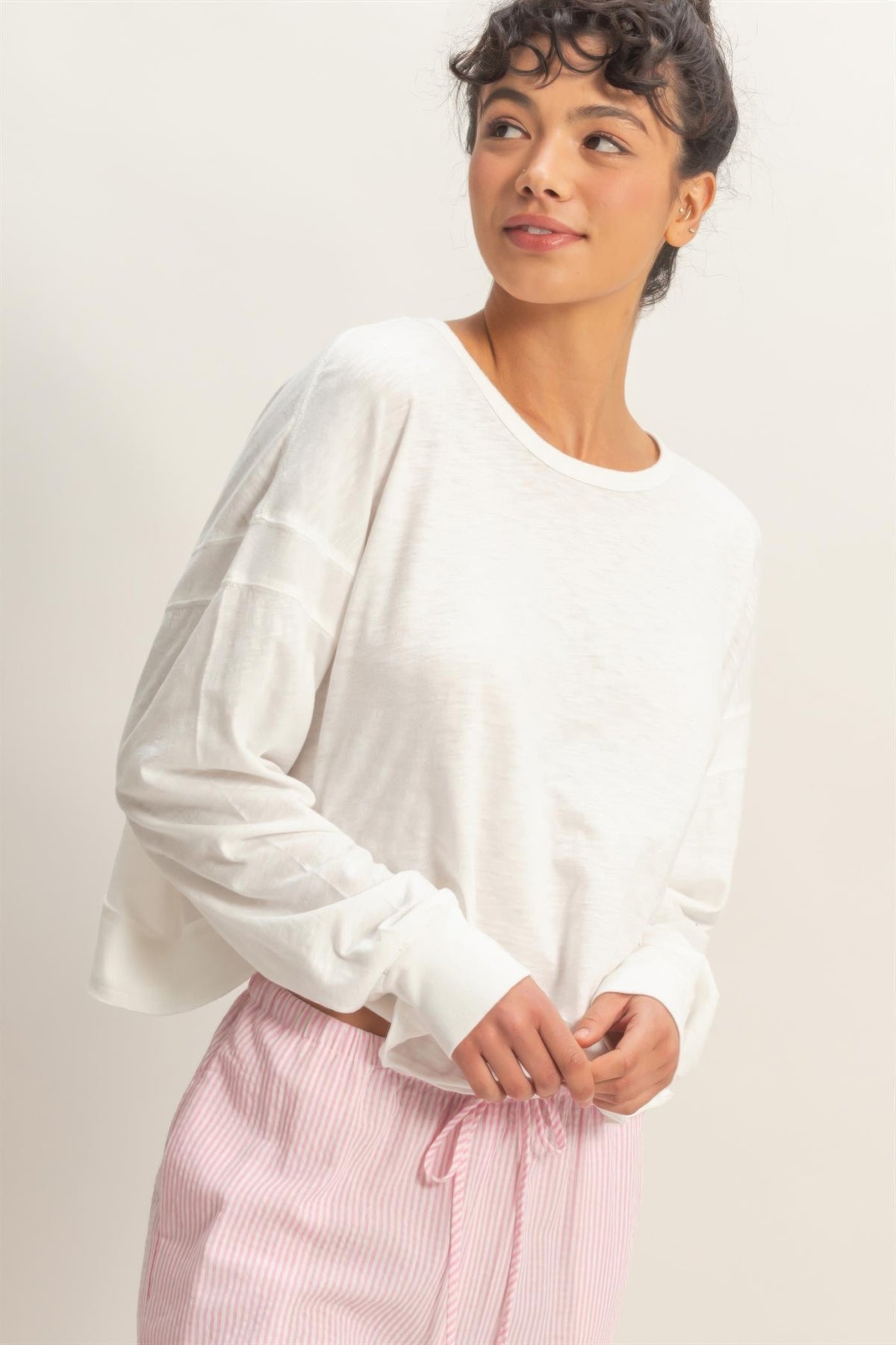 Cross Detail Open Back Long-sleeve Top