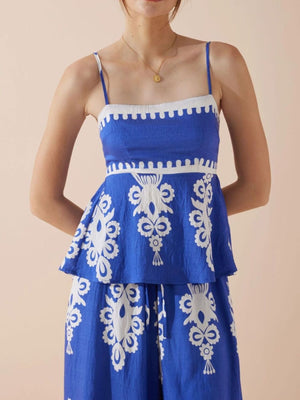 Printed Cami and Wide Leg Pants Set