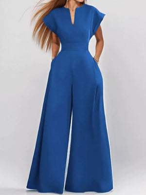 Full Size Notched Wide Leg Jumpsuit Plus Size