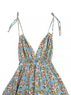 Floral Print Halter Neck Mini Dress