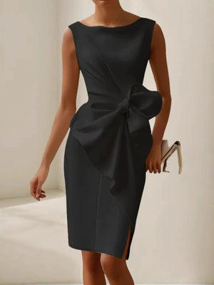 Full Size Bowknot Front Sleeveless Dress Plus Size