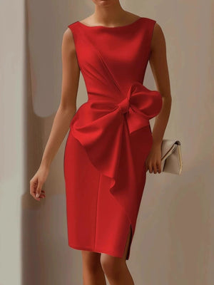 Full Size Bowknot Front Sleeveless Dress Plus Size