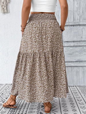 Plus Size Floral Print Tiered Skirt
