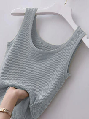 Plus Size Ribbed Knit Scoop Neck Tank Top