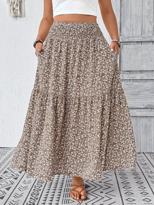 Plus Size Floral Print Tiered Skirt