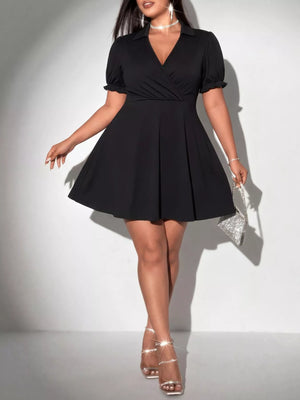 Plus Size Surplice Short Sleeve Mini Dress