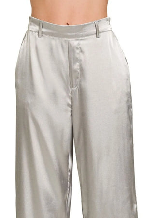 Zenana Wide-Leg Satin Pants