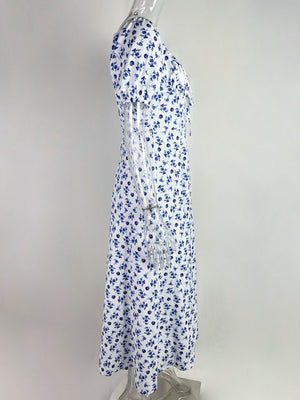 Full Size Floral Print Tie Front Slit Dress Plus Size