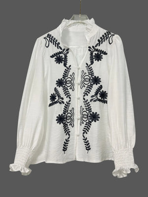 Embroidered Long Sleeve Blouse