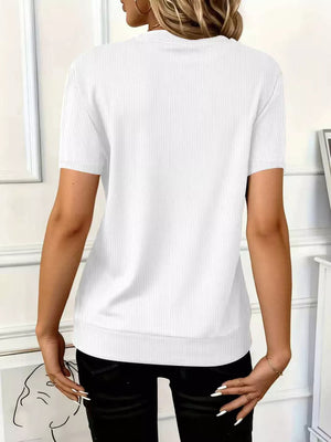 Half Zip Short Sleeve Top