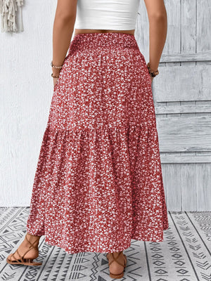 Plus Size Floral Print Tiered Skirt
