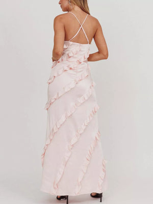 Ruffled Spaghetti Strap Maxi Dress
