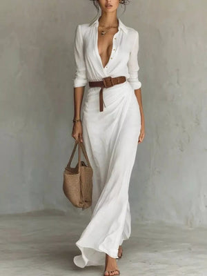 Full Size Ruched Long Sleeve Maxi Dress Plus Size