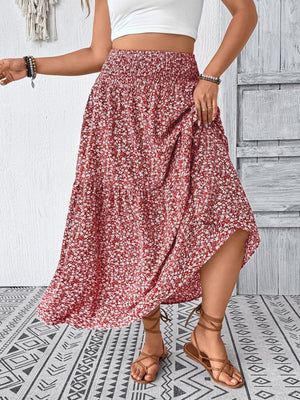 Plus Size Floral Print Tiered Skirt