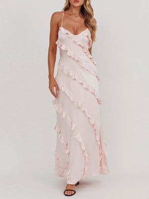 Ruffled Spaghetti Strap Maxi Dress