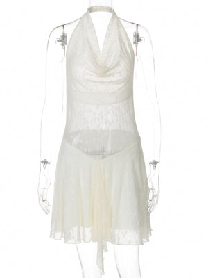 Halter Neck Asymmetrical Hem Mini Dress