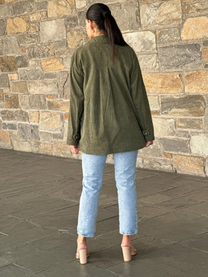 Oversized Corduroy Shacket Button Down Utility