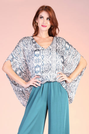 Bohemian Lurex Chiffon Caftan Top With Back Band