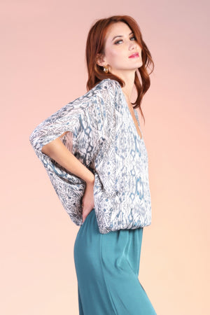 Bohemian Lurex Chiffon Caftan Top With Back Band