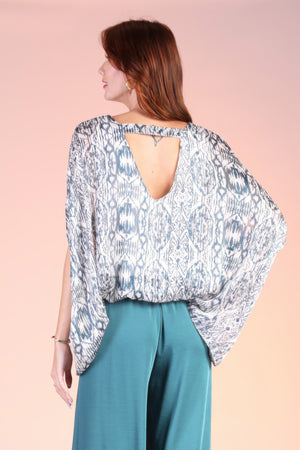 Bohemian Lurex Chiffon Caftan Top With Back Band