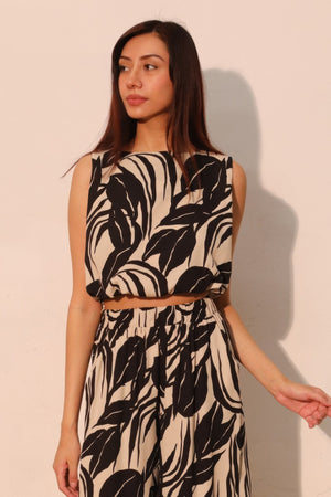 Lucca Leaf Bubble Crop Top