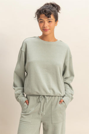 Raw Edge Detail Burnout Sweatshirt