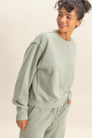 Raw Edge Detail Burnout Sweatshirt
