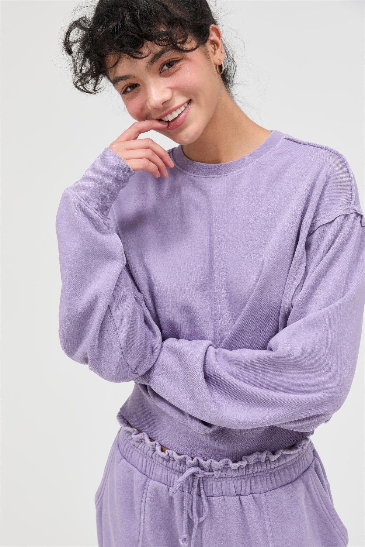 Raw Edge Detail Burnout Sweatshirt
