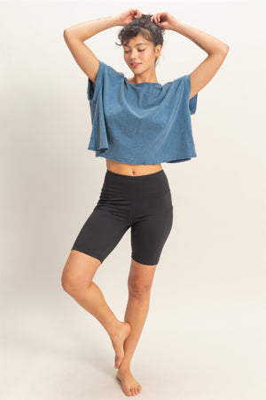 Acid Washed Cross Detail Open Back Top