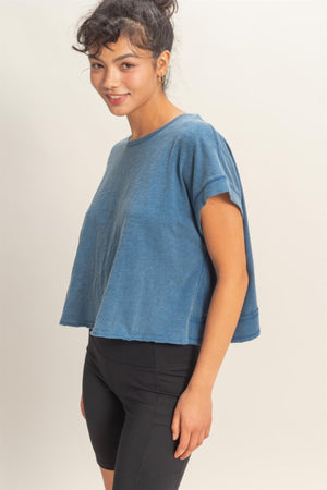Acid Washed Cross Detail Open Back Top