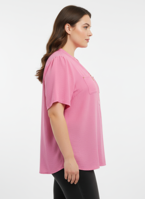 Zip-front Utility Pocket Knit Top