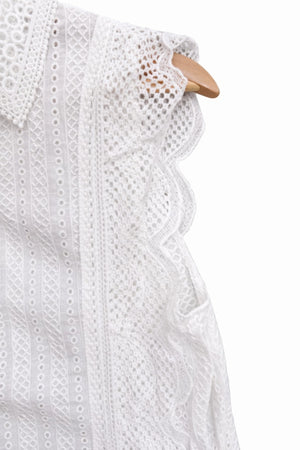 Timeless Cotton Eyelet Lace Button-front Blouse