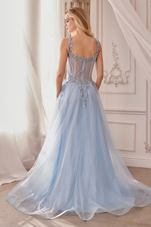 Embellished A-Line Tulle Ball Gown