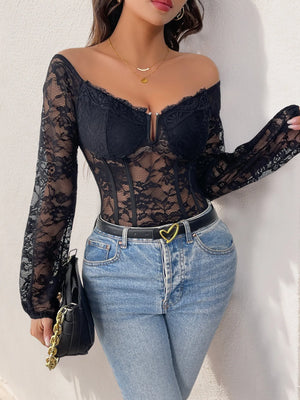 Off-Shoulder Lace Bodysuit