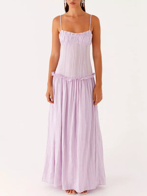 Ruched Spaghetti Strap Maxi Dress