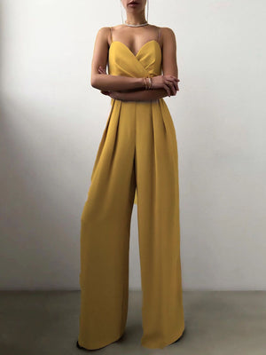 Full Size Spaghetti Strap Wide Leg Jumpsuit Plus Size