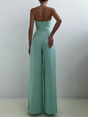 Full Size Spaghetti Strap Wide Leg Jumpsuit Plus Size