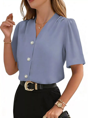 V-Neck Button-Down Shirt