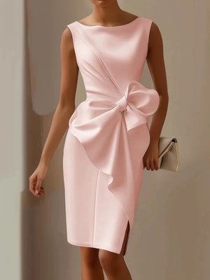 Full Size Bowknot Front Sleeveless Dress Plus Size