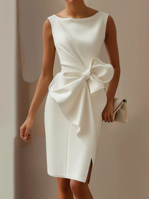 Full Size Bowknot Front Sleeveless Dress Plus Size