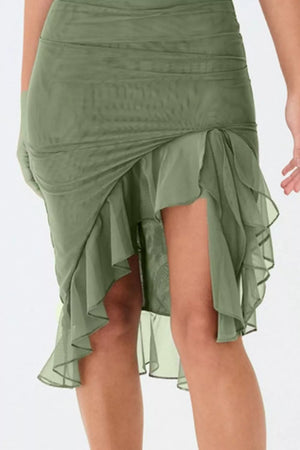 Ruffled Hem Round Neck Sleeveless Dress