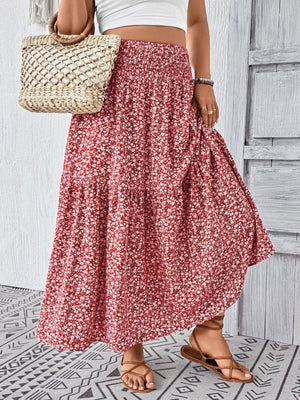 Plus Size Floral Print Tiered Skirt