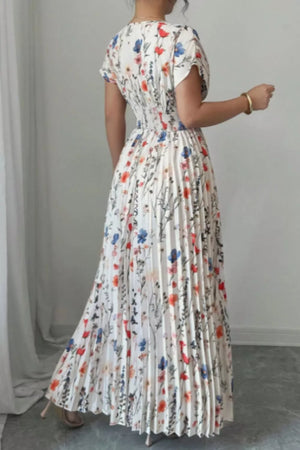 Floral Print Pleated Maxi Dress