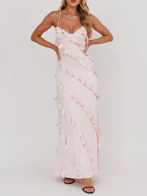 Ruffled Spaghetti Strap Maxi Dress