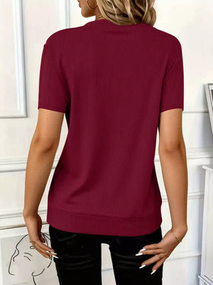 Half Zip Short Sleeve Top