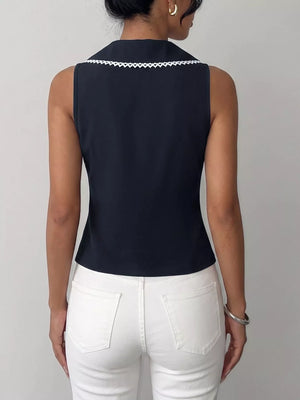Lace Trim Tie-Front Vest