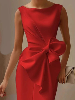 Full Size Bowknot Front Sleeveless Dress Plus Size