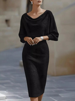 Cowl Neck Knit Bodycon Dress
